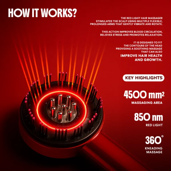 3 in 1 Red Light Therapy Hair Rejuvenation Oil Applicator & Comb | 6 Months Warranty - Image 2